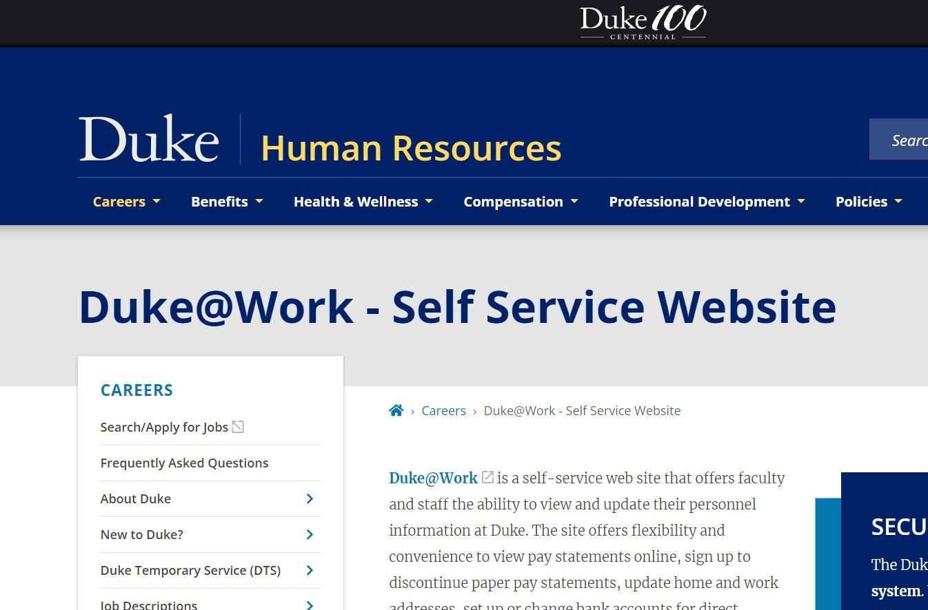 Duke at Work: Employee Self-Service Portal for Duke University Staff