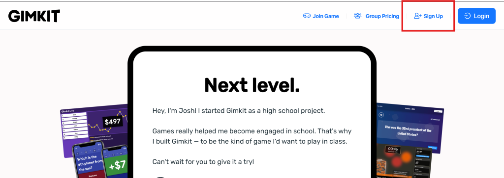 Gimkit sign up