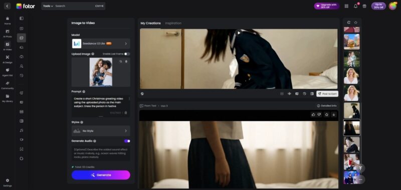 image to video mode of Fotor AI video generator