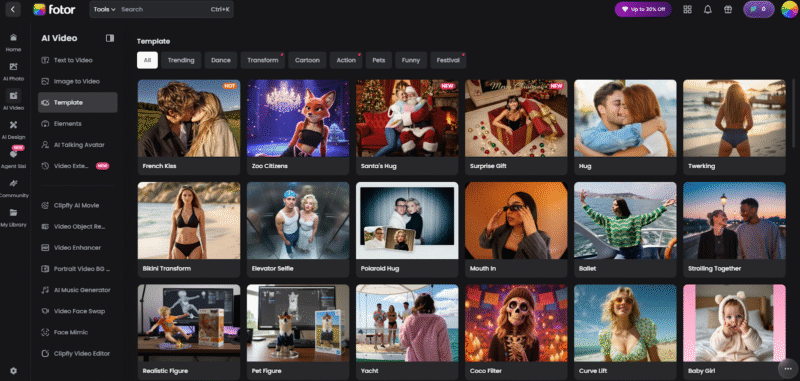 main page of Fotor AI video generator