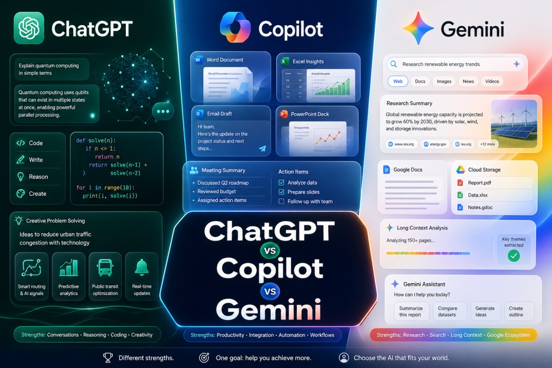 ChatGPT vs Microsoft Copilot vs Gemini: Which Is the Best AI Chatbot?